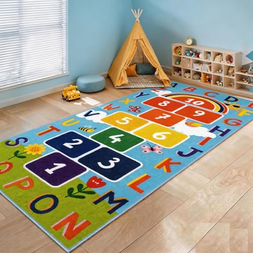 Comforight Kids Playmat Rug 120x160 cm, Non-Slip Educational Nursery Area Rug