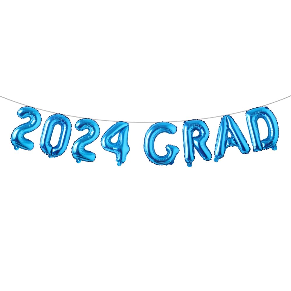2024 Graduation Balloons Decorations,16 Inch Class of 2024 Balloons Congrats 2024 Grad Foil Letter Balloons for Graduation Prom Party Supplies Indoor