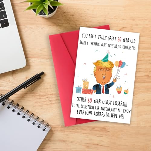 image for Missonemi Funny Trump 60th Birthday Cards for Men Women, Trump Happy 6
