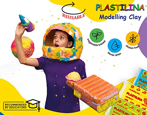 Image of Jovi Plastilina Orange Non-Drying Modelling Clay for Art & Craft, Pack of 6 Bars - 50gms Each for Fine Motor Skills, Moulding, Pottery Sculpting Project Work with Dough