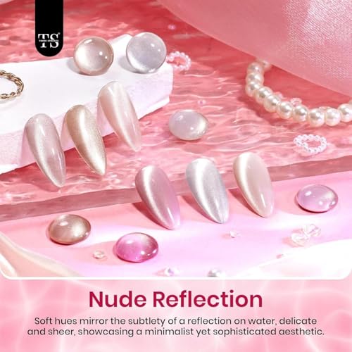 Image of THR3E STROKES Gel Nail Polish Set - 6 Colors Gel Polish Glitter Gel Polish Sparkle Nail Polish Gel Manicure DIY Salon Nail Art Gifts (ROSE SILK, 7.5ML)
