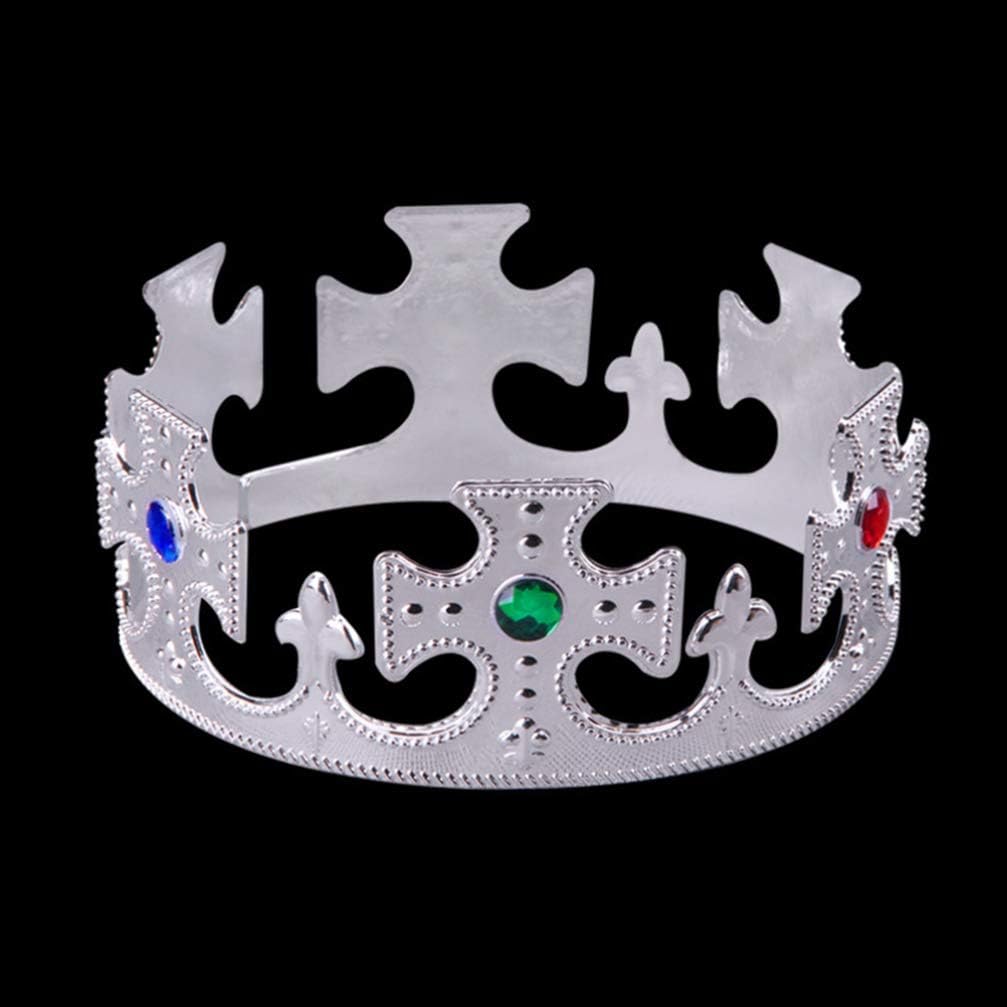 TOYANDONA 2 Pcs Silver Crown Plastic Royal King and Queen Jeweled Dress Accessory Halloween Prop Birthday Party Favors - Image 3