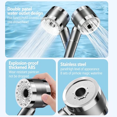 Regadera de mano dual con filtro para agua dura, alto caudal, 4 modos de rociado, 2 en 1, manguera flexible de 59 pulgadas y soporte ajustable, acabado cromado miniatura 4