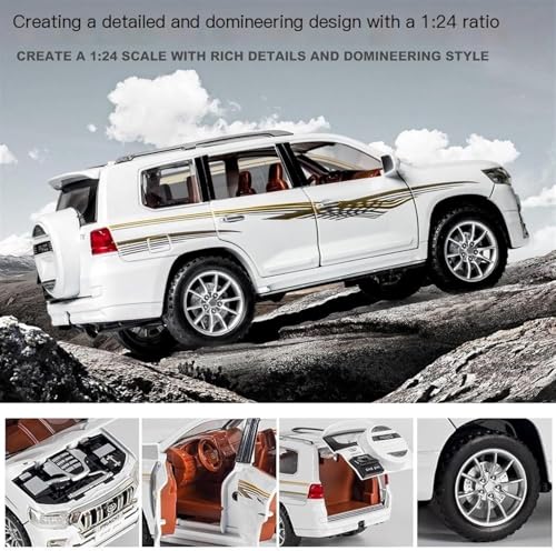 Image of Alokik Enterprise Compatible for 1:24 Toyota Prado Toy Car Model, Diecast Collectible Pull Back Model Car with Sound and Light, Toy Gift Vehicles for Adults Kids Boys Girls【White】