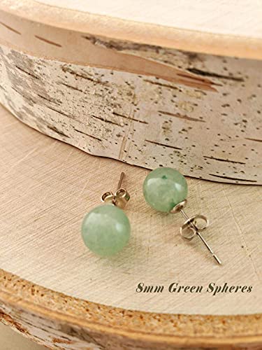 Jade Earrings Studs For Women 8Mm Post Earrings Hypoallergenic Handmade Real Green Jade Jewelry For Women & Men Gift For Anniversary Graduation Back To School Teacher(8Mm Sphere, Light Green Jade) #TOP2