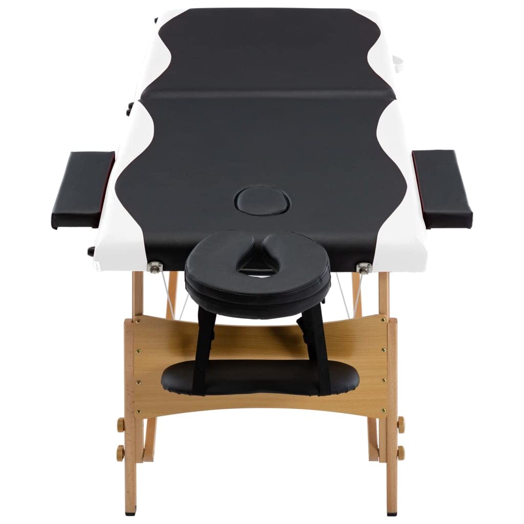 Genérico Camilla de Masaje Plegable 2 Zonas Madera Negro y,Salud y Belleza,Cuidado Personal,Masaje y relajación,Mesas de Masaje,Negro,16.15 kg,110204