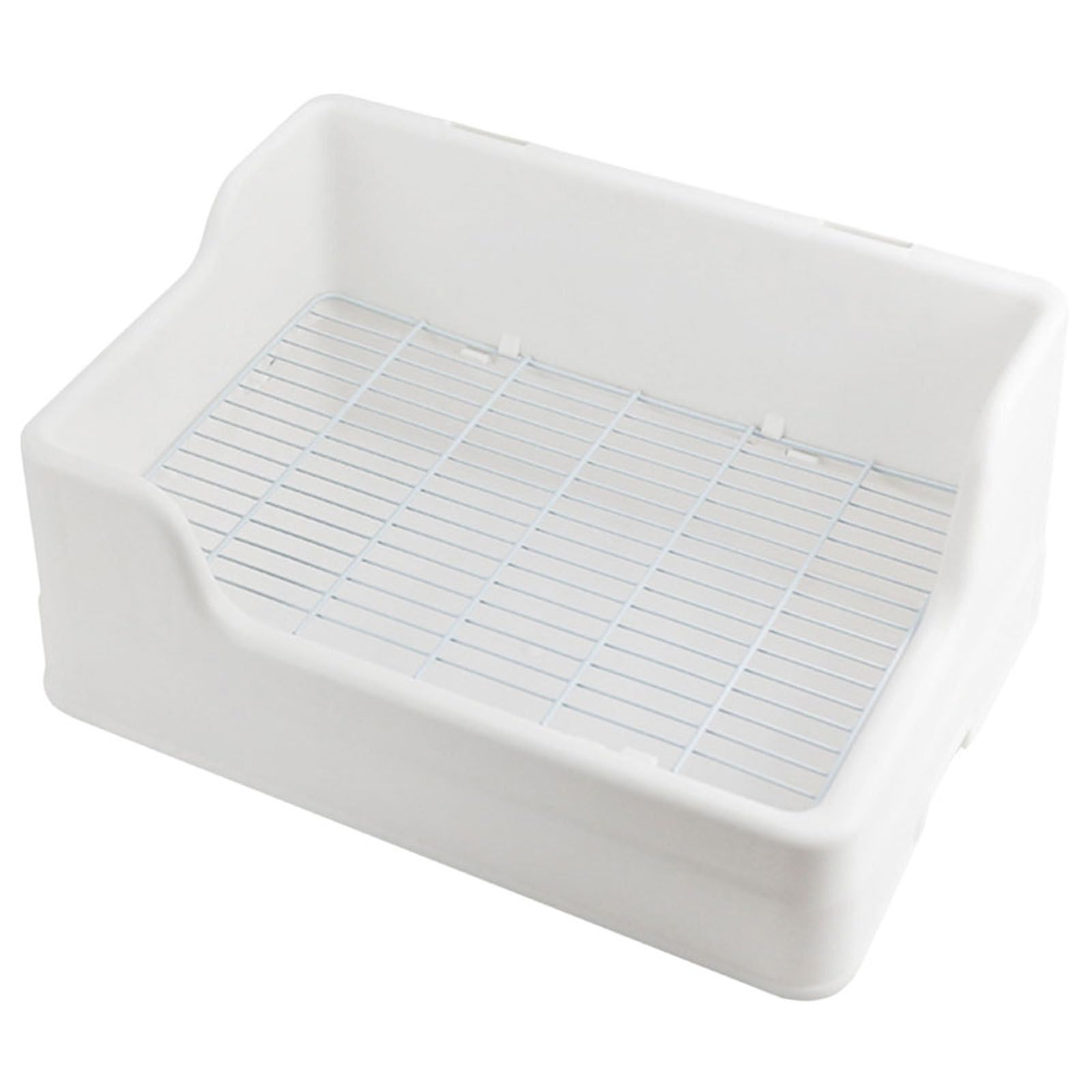 VILLCASE Lettiera per Coniglio Bianco Design Separato a Parti in Plastico Facile da Pulire Ingresso Basso per Animali Domestici Piccoli Come Criceti e Conigli