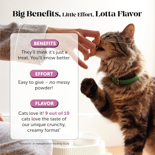 Image of Cat Multivitamin Crunchy Creamy Chews - Daily Vitamins with Lysine, Prebiotics, Omega 3 Fish Oil - Cat Treats for Immune Support, Skin Coat, Digestion, Heart + Joint Health (180 Day Supply)
