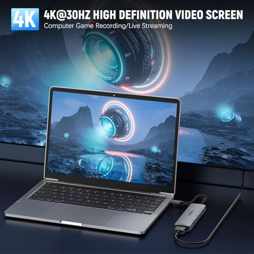 Image of Verilux 6 in 1 USB C Hub Adapter with 4K HDMI 30Hz, 100W PD Fast Charging, Dual USB 3.0 Ports, SD /TF Card Reader, Multiport Converter for Laptops, SSD Enclosure, Monitors