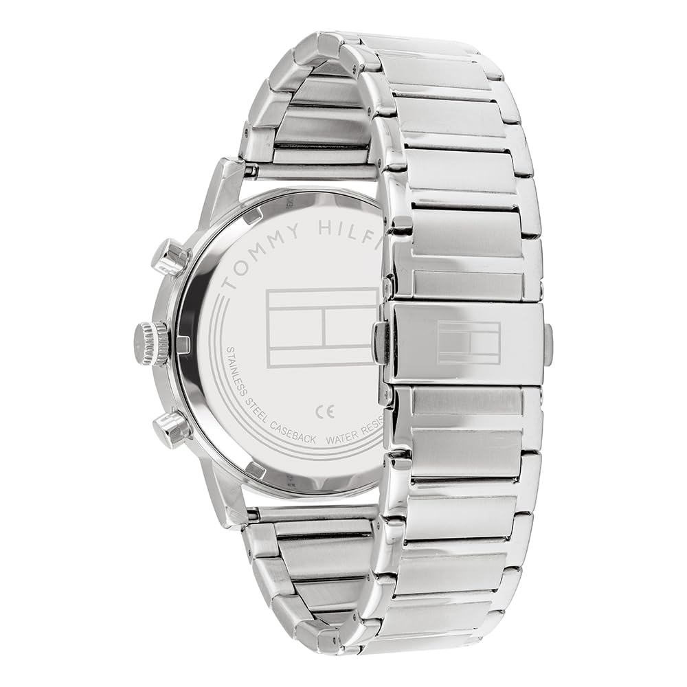 Tommy Hilfiger Orologio Analogico Multifunzione al Quarzo da Uomo con Cinturino in Acciaio Inossidabile Argentato - 1710401