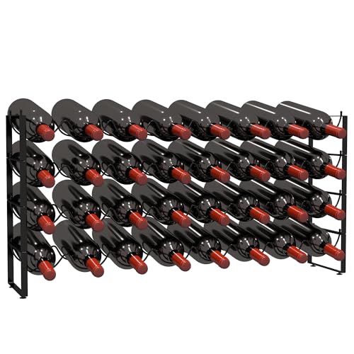 Estante apilable para vino 32 botellas negro metal miniatura 1