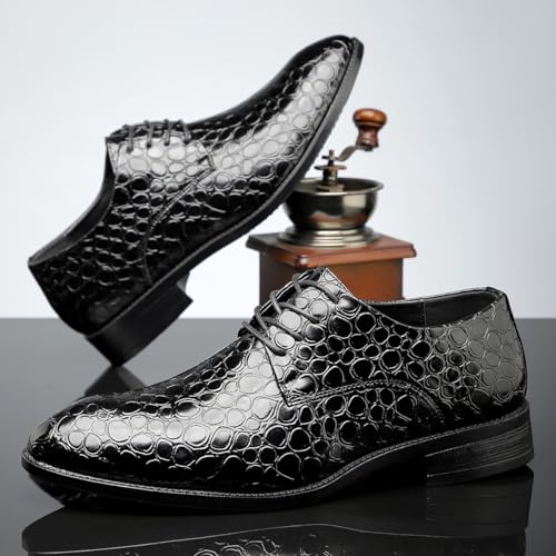 Santimon Men's Leather Lace-Up Dress Shoes Unique Fashion Oxford Casual Suit Shoe4