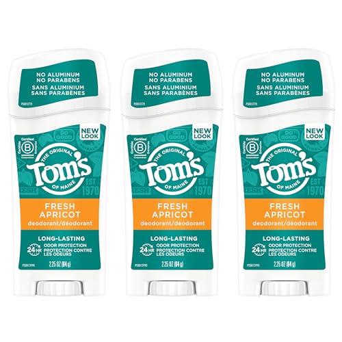 Tom's of Maine Long-Lasting Aluminum-Free Natural Deodorant for Women, Fresh Apricot, 2.25 oz. 3-Pack