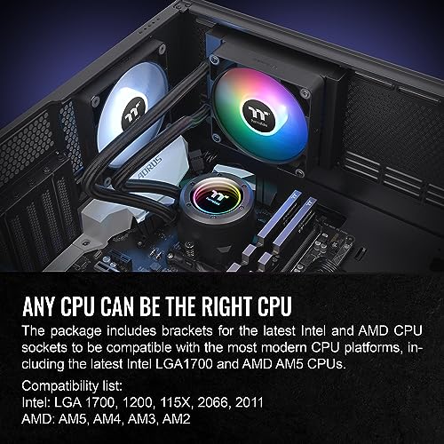 Image of Thermaltake TH120 ARGB Sync V2 CPU Liquid Cooler /AlO Liquid Cooling /Fan 120mm*1 /PWM 500~2000 RPM /Mirror Waterblock /MB ARGB Sync Control, CL-W360-PL12SW-A , Black