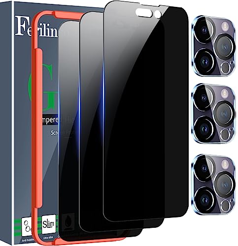Verre trempé pour Apple iPhone 14 Pro Max lot anti-espion et caméra bleu