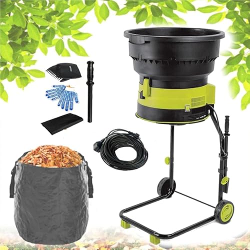 Broyeur de feuilles électrique 2500 W, broyeur de feuilles sans lames, 8 000 tr/min, déchiquetage jusqu'à 55 gallons par minute avec sac de collecte