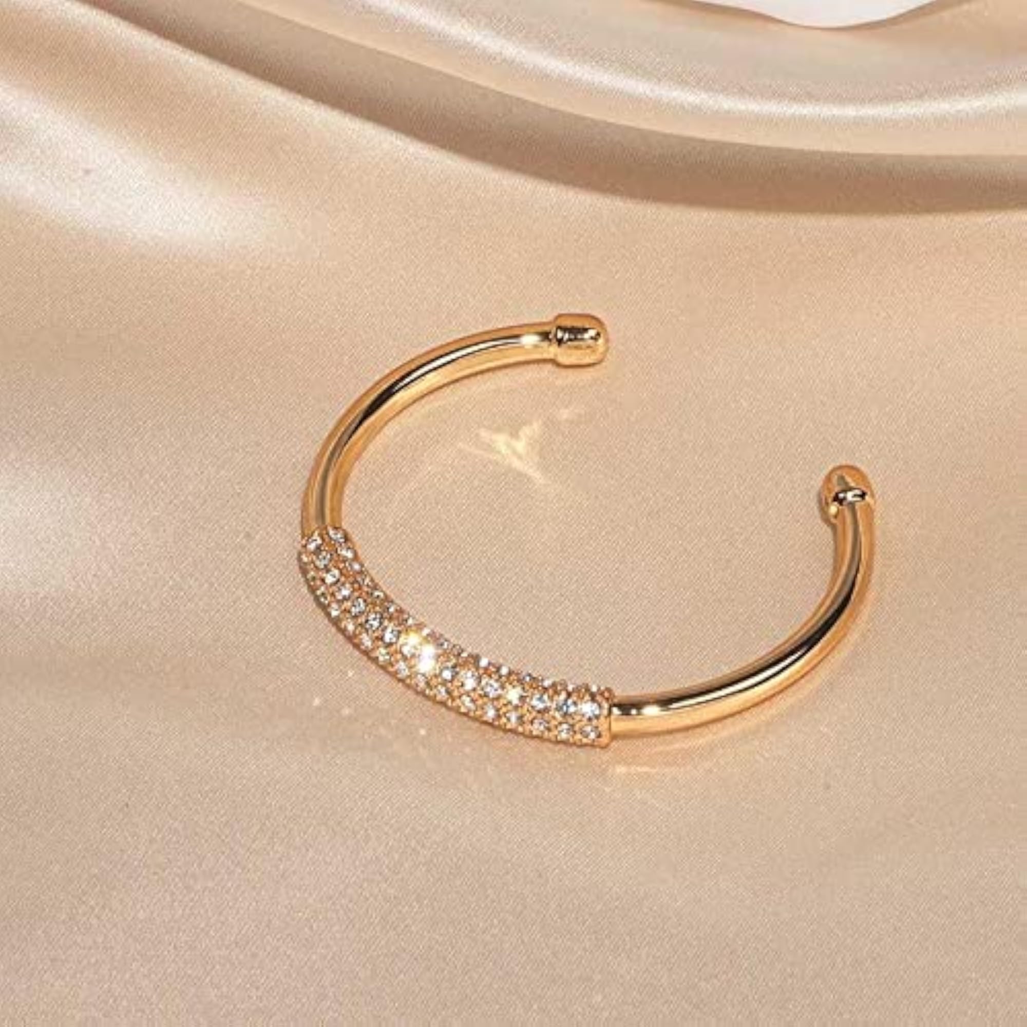 Bling Queen Crystal Studded Open Cuff Bracelet