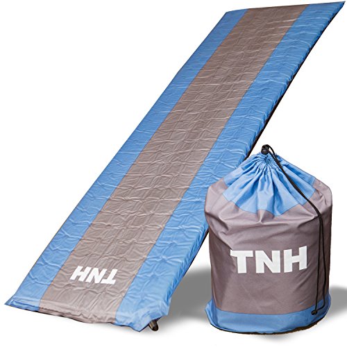 FUNDANGO Self-Inflating Sleeping Pad 2 Inch Thick Single Camping Pad Lightweight Foam Padding and Superior Insulation Great for Hiking & Camping(Gray)