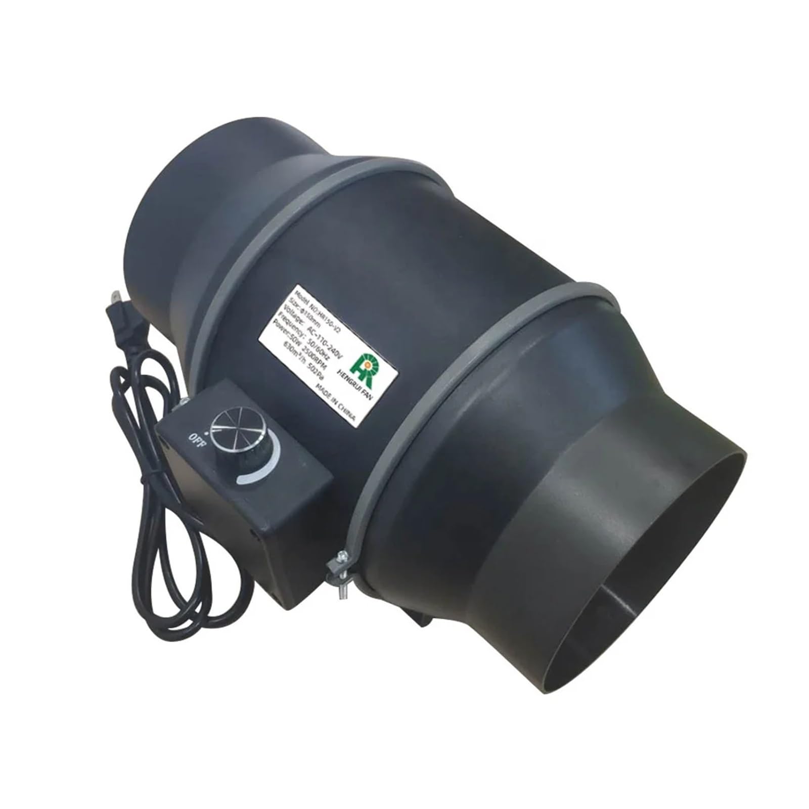 wentylator kanałowy, HR150 150mm AC 2500 Obr./min 630 M3/h Cichy Elektryczny Kanał Kanałowy Hvac Wentylacja Wydechowy Plastikowy Mały Osiowy Wentylator Chłodzący