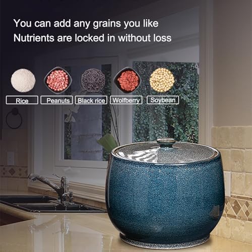 Large Ceramic Rice Storage Container with Lid - Versatile Grain Dispenser Food Storage Jar, Ideal for Rice, Flour, Pet Food, Kitchen Organization & Pantry Essentials