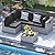 UDPATIO 5 Piece Patio Furniture Set, Outdoor Sectional Modular Sofa with 4'' Thickened Cushions, Wicker Outdoor Furniture Conversation Sets with Waterproof Cover for Backyard Deck(Grey/Black)