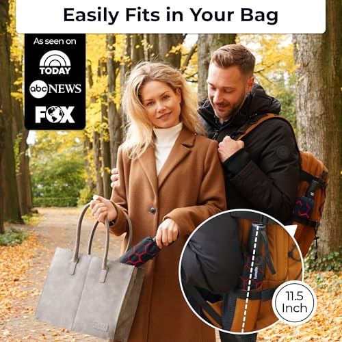Image of TUMELLA Strongest Windproof Travel Umbrella (Compact, 100MPH Wind-Tested), Light, Portable, One-Handed Use, Automatic Folding Rain Umbrella, Durable, Premium Grip, Fits Car & Backpack