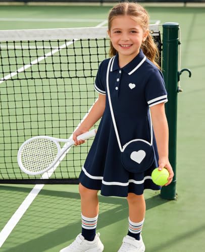 Move Dance Little Girls Sporty Dress 4T 5T Dark Blue Sundress with Bag - image 4