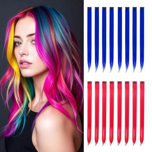 HappClan Red Blue Hair Extensions
