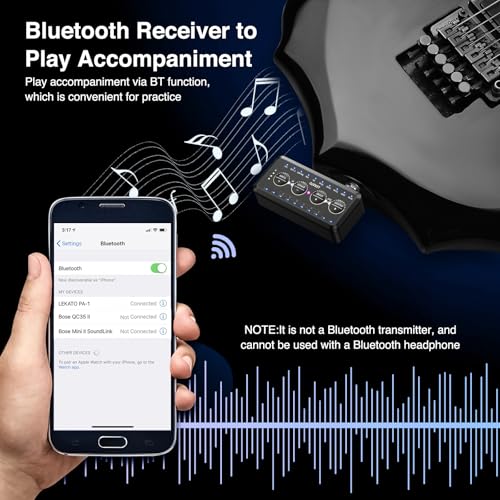 Image of LEKATO Guitar Headphone Amp, Mini Guitar Amplifier with 10 Presets,10 Amp Models,10 IR Loading,Tuner, Bluetooth Receiver,Inlay Multi Effects Delay Reverb Chorus Overdrive, USB Recording