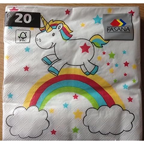 Fasana set of 20 unicorn napkins, 3-ply paper napkins in different designs; 1/4 fold napkin; size: 33 x 33 cm; decorative napkin, embossed napkin, unicorn napkin Design10809 Cover