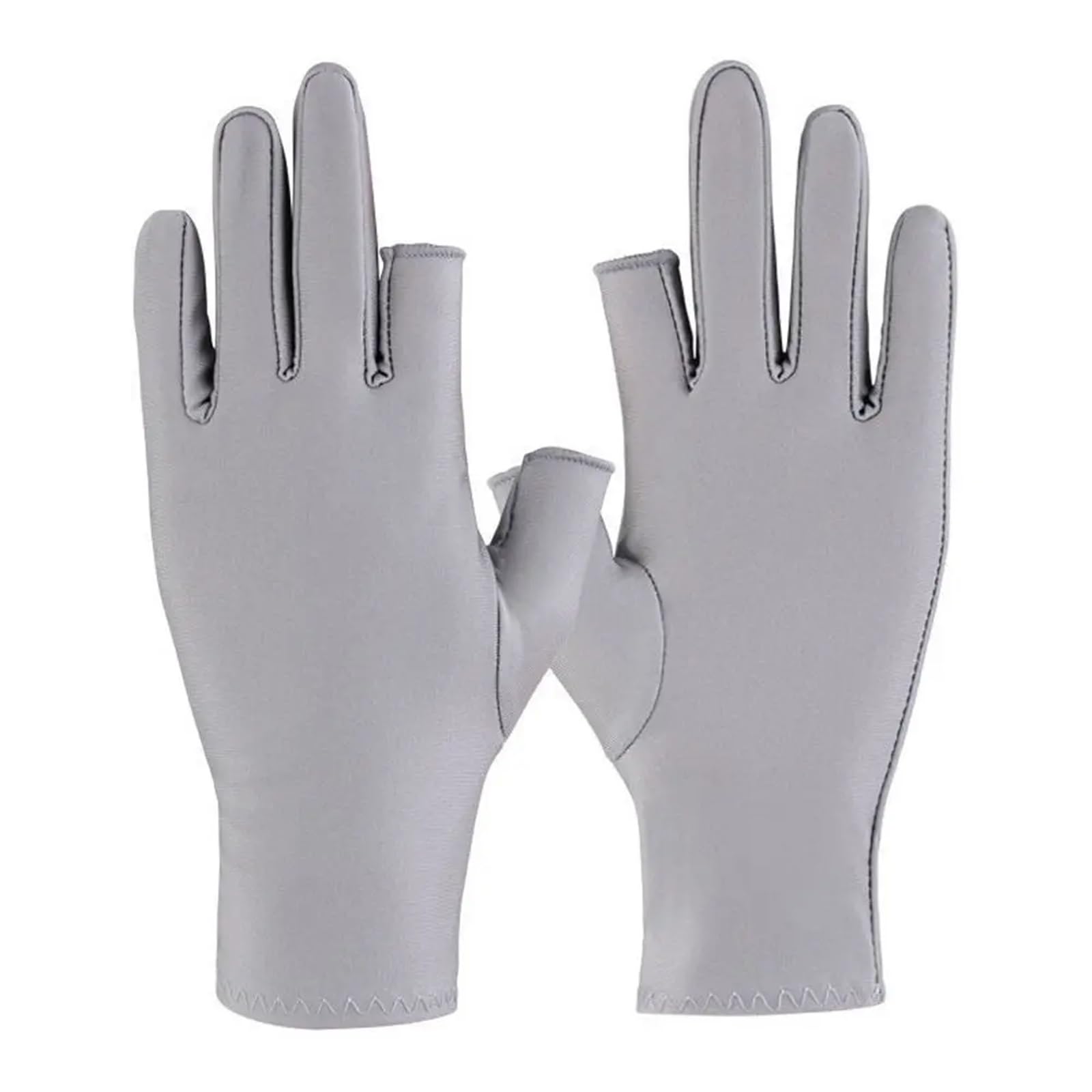 JMORCO Sun Gloves Short Breathable Two Finger Fashion Sunscreen Outdoor Fingerless Women Gloves Ice Silk Man Mittens(Lightgrey-two finger)