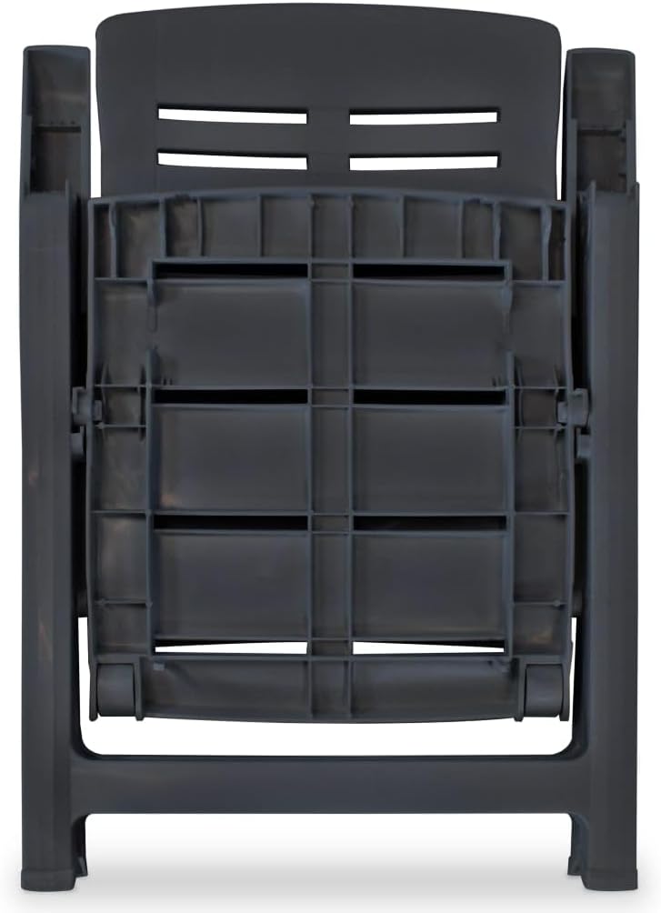Reclining Patio Chairs 2 pcs Plastic Anthracite Lawn Chairs
