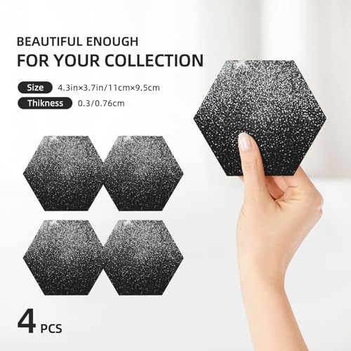 Dessous de verre céramique paillettes argentées table basse - 4