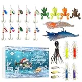 クリスマス フィッシング カウントダウン カレンダー,24日間 クリスマス アドベント カウントダウン,アウトドア フィッシング ベイト - 釣り人 アングラー 夫 ボーイフレンド 父 ティーンズ 男性 マス バス 小川 湖 川 淡水 海水 向け