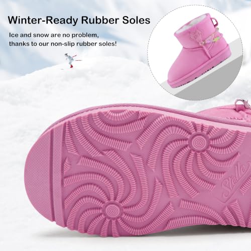Image of Stelle Girls Winter Boots Warm Fur Lined Snow Boots | DIY Beaded Decoration,Cozy & Lightweight,Faux Suede Upper,Easy Pull-On,Non-Slip TPR Outsole,For Toddlers,Little Big Kids