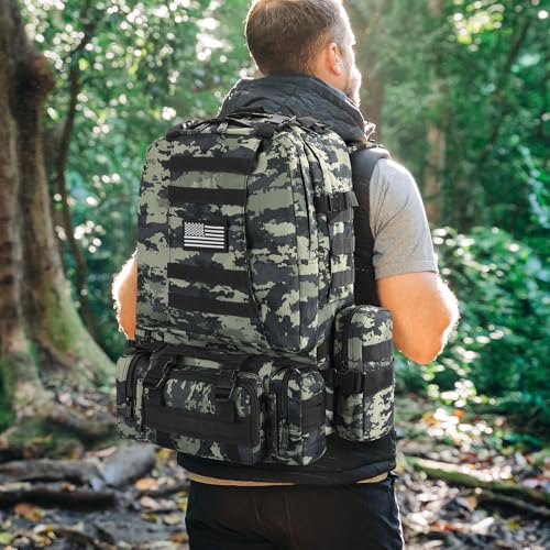 Image of CVLIFE Tactical Backpack Military Army Rucksack for Men Women 60L Large Survival 3 Day Bug Out Pack Detachable Molle Bag (Shadowstand)