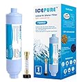 ICEPURE Inline Water Filter for Hose on RV Garden Pool Camper Marine Boat for Drinking, Car Washing, Gardening, Planting, Spa, Reduces Chlorine, Bad Taste, Odors, with 1 flexible hose protector, 1PACK
