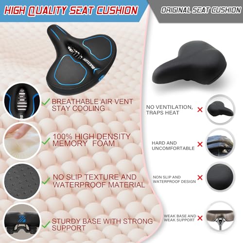 Image of BUCKLOS Wide Bike Seat for Men Women Ebike Seats Comfort Extra Large Comfortable Bicycle Seats Saddle for Ebike /Crusier /Exercise /Peloton Bike
