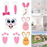 Amosfun Easter Bunny Paw Prints Stickers Set Egg Bunny Face Stickers for Baby Shower Garden Egg Hunt Game