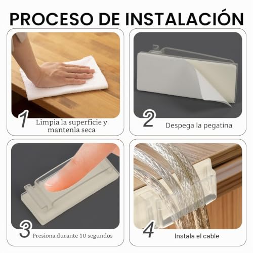 Miniatura 4 de 30pcs Clips Autoadhesivos Para Cables, Soportes Para Cables, Organizador De Cables, Gestión De Cables, Para Escritorio, Tv, Pc, Laptop, Hogar Y Oficina, Transparente