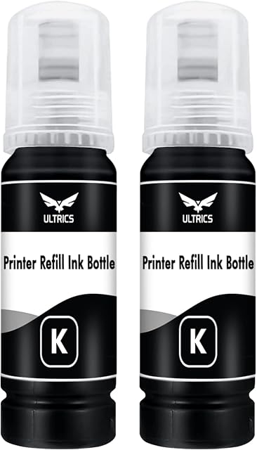 ULTRICS Refill Ink, 70ml (2 Pack) Black Printer Ink Bottle Universal Bulk Refill Kit for CISS System and Refilling Ink Cartridges Compatible with Epson Canon Brother Lexmark Ricoh Dell HP Kodak Xerox