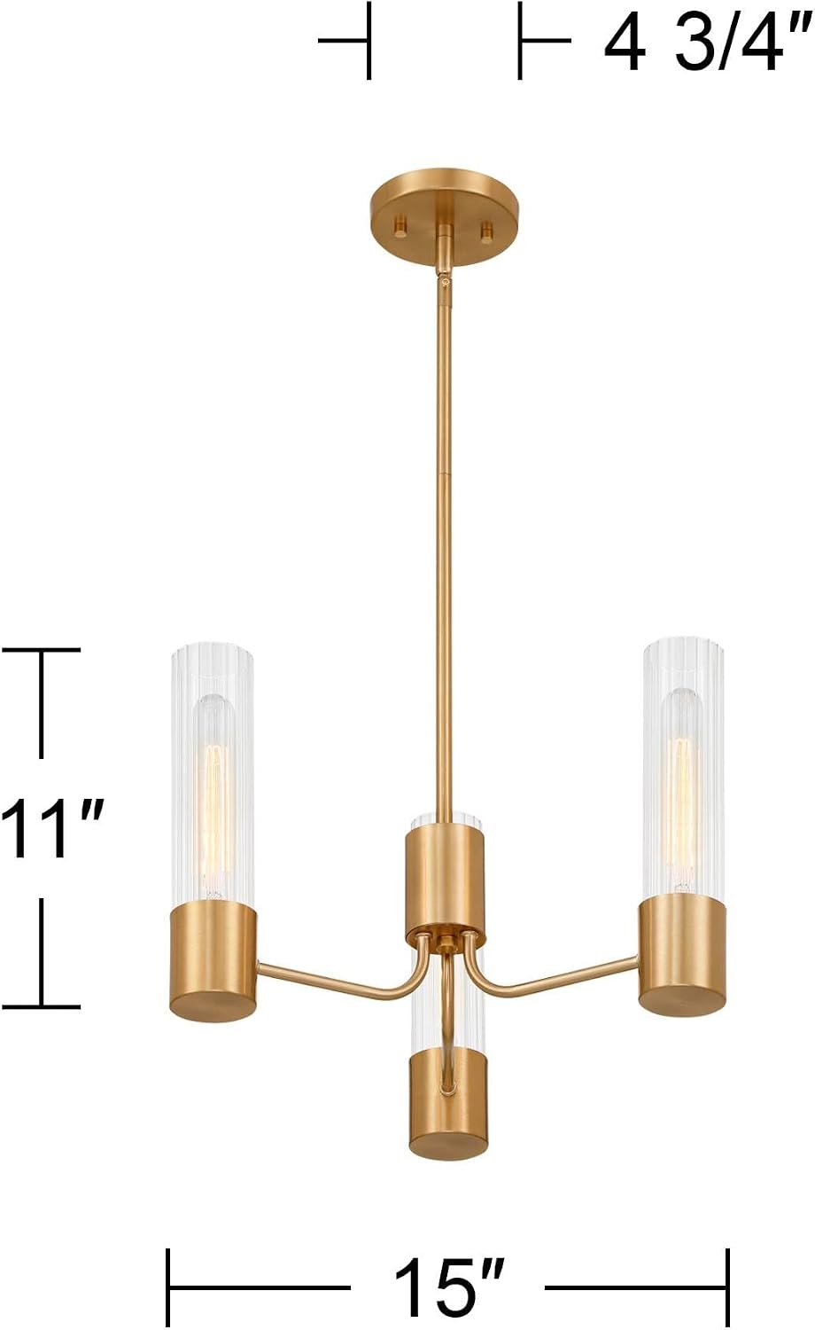 Possini Euro Design Possini Euro Shelton 15" Wide Warm Brass 3-Light Chandelier