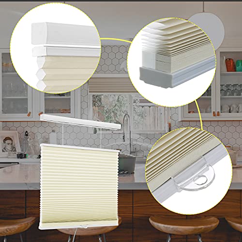 Changshade Custom Cordless Top Down Bottom Up Cellular Shades, Light Filtering Shade With The Diameter Of 1.5 Inch Honeycombs For Office, Living Room, Bedroom, Thermal Insulated, Beige #TOP3