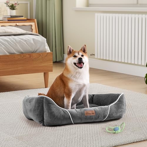 YITAHOME Hundebett für Hunde mittlerer bis Kleiner Größe, Hundekissen,Hundebetten, 64x53cm, rutschfeste Unterseite Hundesofa,grau