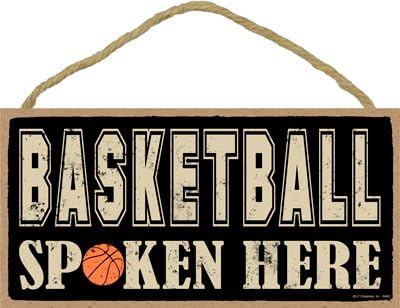 Basketball spoken here 5" x 10" primitive PVC plaque, sign