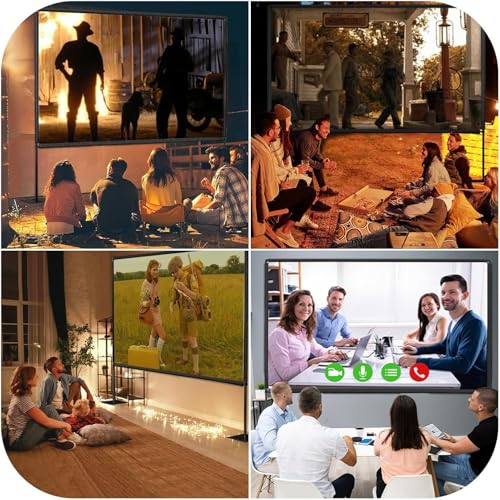 Beamer Leinwand mit Ständer 120 Zoll, EMART Tragbare 16:9 HD 4K Faltbar Indoor Outdoor Projektor Leinwand mit Tragetasche und Robuster Basis, für den Garten,Partys und Heimkino