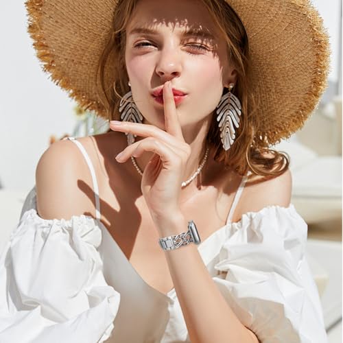 Image of TOYOUTHS Dressy Bracelet Compatible with Apple Watch Bands 38 /40 /41 /42 /44 /45 /46 /49mm Women, Celtic Stainless Steel Metal Fancy Nice Pretty Strap for iWatch Series 11 10 9 8 7 6 5 4 Ultra /SE 3 2 1