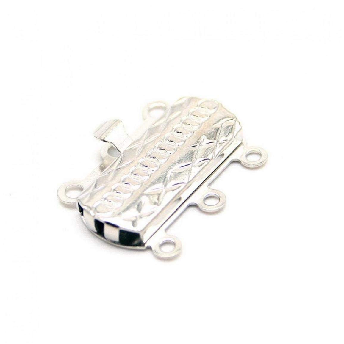 Tossper Silver 5Pcs Rectangle 3 Strand Box Clasps For Diy Necklace Bracelet Jewelry Making (Silver)