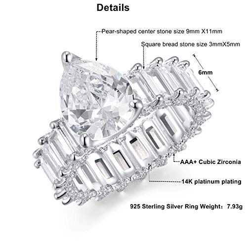 S925 Sterling Silver Ring Pear-Shaped CZ Cubic Zirconia or Gold-Plated Sterling Silver Princess Square Cut Ring, Gift Engagement Wedding Ring2