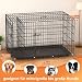 BestOffice Hundekäfig, klappbar, mit 2 Türen, ausziehbar Kunststofftablett und Griff, Hundetransportbox für Reisen, 122x74x79cm, XXL, Transportbox- Haustiere, Innen und Außenbereich, Schwarz